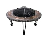 Uniflame Slate-and-Marble Firepit with Copper Accents