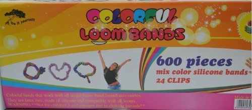 Rainbow color Loom Bands 2.0 Starter kit - Bracelet Making Loom Bands Kit, make Tuxedo Charm,3D Monkey Charm,Four Leaf Clover Bracelet and many more latest patterns - 600 mix color silicone bands 24 Clips,Adjustable Loom kit-100% Satisfaction Guarant