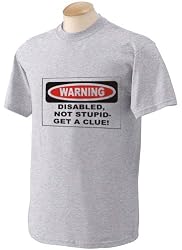 DISABLED, NOT STUPID-GET A CLUE! Adult Short Sleeve T-Shirt GREY SMALL