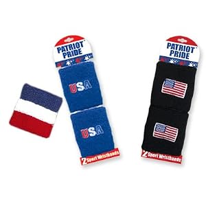 Set of 2 USA Flag Patriotic EMBROIDERED Cloth Wristbands