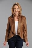 Leather Look Knit Cascade Front Jacket