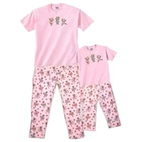 Dancing Monkey Princess Mother Daughter Knit Pajamas