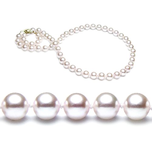 AAA Quality 18 Inch Round 7-7.5mm White Akoya SaltWater Cultured Pearl Necklace