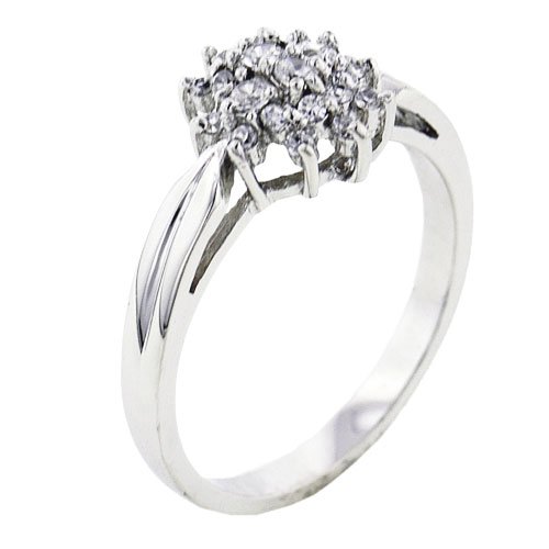 Sterling Silver Star Cz Promise Cluster Ring