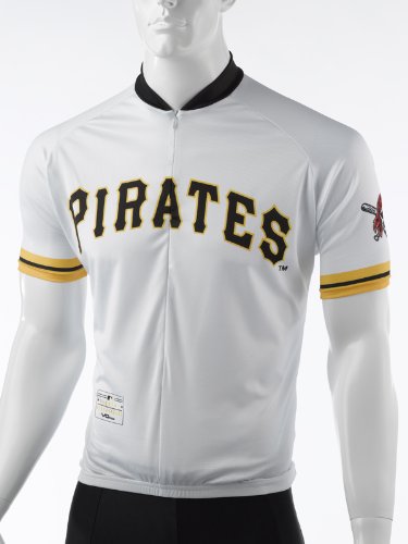 MLB Men's Pittsburgh Pirates Short Sleeved Cycling Jersey (White, Small)