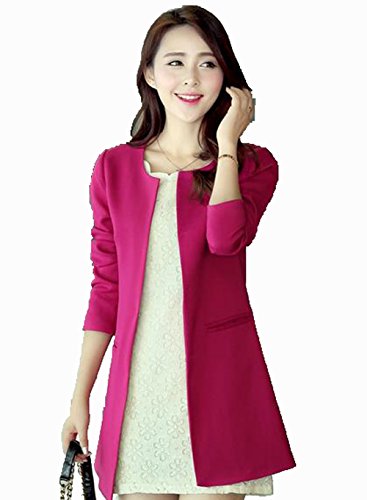 YeeNoke® スプリングコート レディース ビビットカラー ジャケット コート ノーカラージャケット カラフル 裏地付 長袖 ロング丈 S M L XL 2XL 3XL