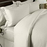 Full/Queen Stripe Ivory 3pcs Duvet Cover Set 600 Thread Count 100% Egyptian ....