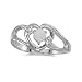 10k White Gold Round Opal And Diamond Heart Ring