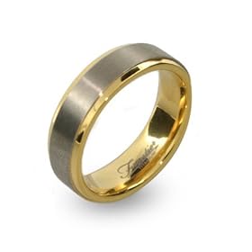 Engravable Mens Gold Edged Titanium Wedding Band. Engrave it at EvesAddiction!
