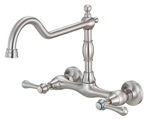 Danze D416557SS Opulence Two Handle Bridge Wall Mount Kitchen Faucet, Stainless Steel