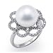 South Sea White Pearl Ring with Diamonds in 14K White Gold