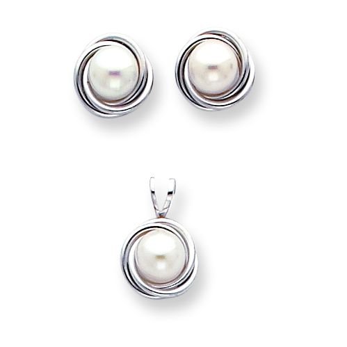 Childrens Toyshop  Jewelry : 14k 6mm Pearl Set of Pendant and Earrings