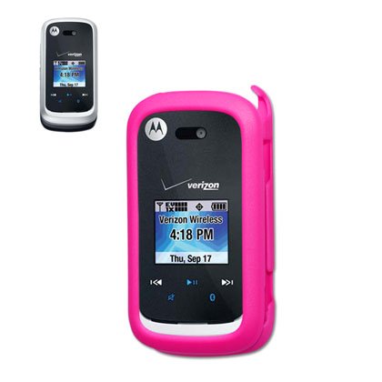 Fashionable Perfect Fit Hard Protector Skin Cover Cell Phone Case with clip for Mororola ENTICE W766 Verizon - Hot Pink