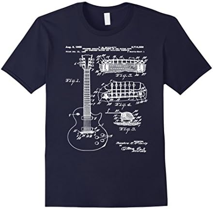 Men's guitar center shirt Gibson Les Paul Patent T Shirt, Guitar S 2XL Navy
