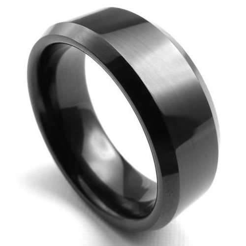  KONOV Bijoux Bague Homme - Fiançailles - Tungstène Acier - Anneaux - Fantaisie Mariage Alliance - pour Homme - Couleur Noir - Avec Sac Cadeau - F22400 - Taille 57