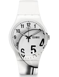Swatch Enlarge Time White Dial White Silicone Strap Unisex Watch SUOW704