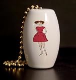 Retro Fashion Woman Porcelain Fan / Light Pull