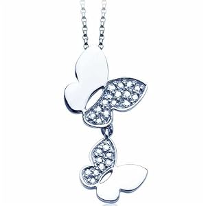 Twofold Butterfly Diamond Pendant With Chain