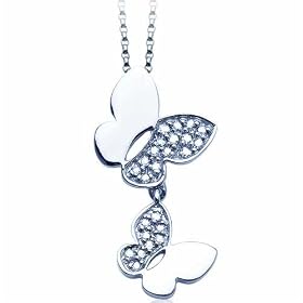 Twofold Butterfly Diamond Pendant With Chain