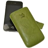 Suncase Ledertasche (Lasche mit R&uuml;ckzugfunktion) f&uuml;r Iphone 4 / 4S gr&uuml;n