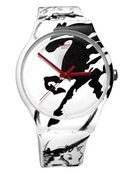 Swatch SUOZ169 Year Of The Horse White Black Dial Silicone Unisex Watch NEW