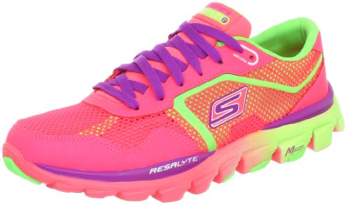 Skechers Women's Go Run Ride Ultra Oxford,Hot Pink/Green,8 M US