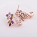 BAMOER Gorgeous Flower Design White Gold Plated Multi Color Cubic Zirconia Stud Earrings