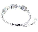 Sterling Silver Swarovski Crystal 7 7.5 8 8.5 Length Adjustable Bracelet with Lobster Clasp