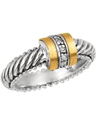 Designer Phillip Gavriel 18k Gold & Sterling Silver Collection, Diamond 0.05ct Ring, Size 7