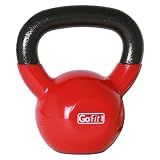 GoFit 15-Pound Red Kettlebell with Vinyl Coating, Training DVD and Exercise Booklet