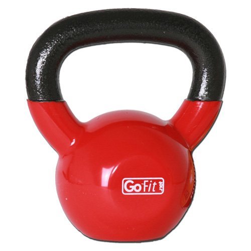 GoFit 15-Pound Red Kettlebell with Vinyl Coating, Training DVD and Exercise Booklet