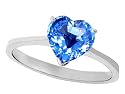 2.00 cttw 14K Gold Genuine Blue Topaz Heart Shape Solitaire Engagement Ring - 14kt White or Yellow Gold