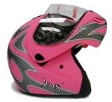 Matte Flat Pink Flip Up Full Face Modular Motorcycle Street Sport Bike Helmet DOT (Medium)