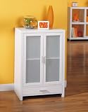 White Glass Door Storage Cabinet w/ Drawer