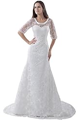 Lace Mermaid Elbow Length Sleeves  Dress