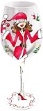 Bottom's Up 15-Ounce Santa's Helpers Handpainted Wine Glass