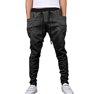 HEMOON Mens Jogging Pants Tracksuit Bottoms Training Running Trousers Dark Grey M