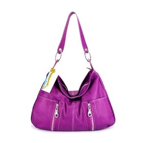 MODA ITALIA Italian Designer Hobo Shoulder Bag Purse in Black, Lavender, Magenta or Yellow Leather
