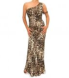 Blue Banana Animal Print One Shoulder Maxi Dress Size 12