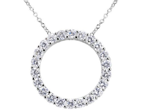 Crislu Sterling Silver Circle of Love Pendant 2.2 Carat (ctw) Cubic Zirconia (CZ)