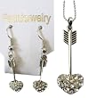 Cupid's Heart Arrow Necklace and Earring Set
