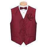 VBH-3C - Burgandy - Formal Vest, Bowtie and Hanky Set