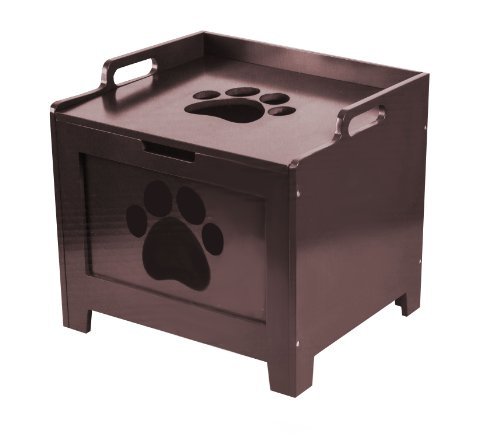 Paw Decor Walnut Wooden Toy Box