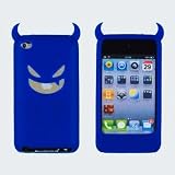 Devil Design Silicone Skin Case Cover for iPod Touch 4 - Dark Blue