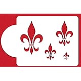 Designer Stencils C153 Fleur De Lis Cake Stencil Motif, Beige/Semi-Transparent