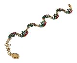 Michal Negrin Bracelet with Hand-painted Flowers and Swarovski Crystals - from the Michal Negrin New 2010 Collection; The Length is Adjustable