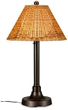 Shangri-La Wicker 12217 Bronze Body Table Lamp 34-inches Tall with Walnut Pvc Wicker Shade with 20-inch Dia Shade