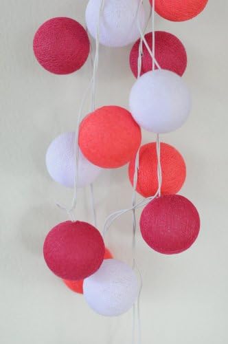 Christmas Decor 20 X Red Pink Shaded Romance Light Color Cotton Ball String Light Decor Home Living Room Patio Wedding Light Party Display