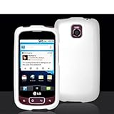 White Rubberized Snap-On Hard Skin Case Cover for LG Optimus T P509 Phone N ....