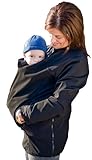 Peekaru Soft Shell Baby Carrier Cover Coat, Black, Small